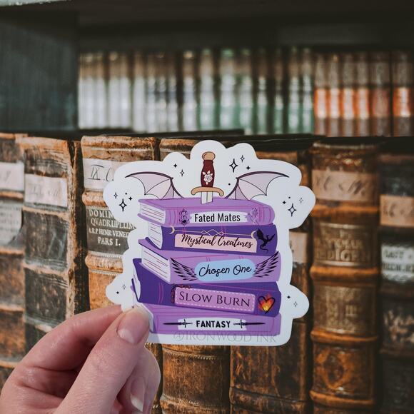 Fantasy Book Sticker Bookish Booktok Dragon Wyvern Fae Faerie Romantasy Romance - Picture 1 of 2